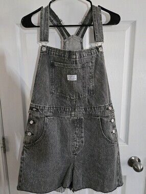 Levi's Black Washed Denim Short Overalls